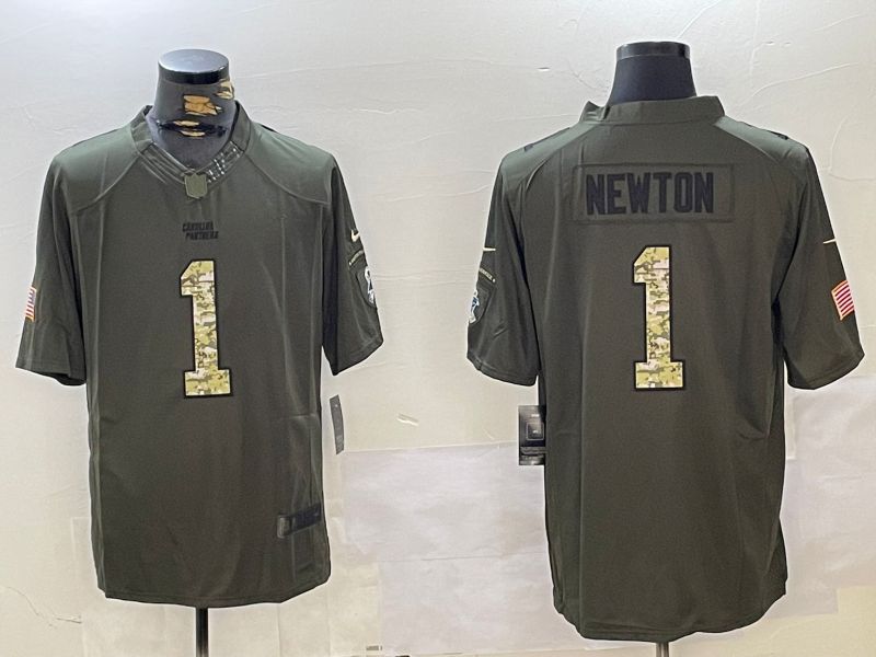 Men Carolina Panthers #1 Newton Green 2024 Nike Olive Salute To Service Limited NFL Jersey